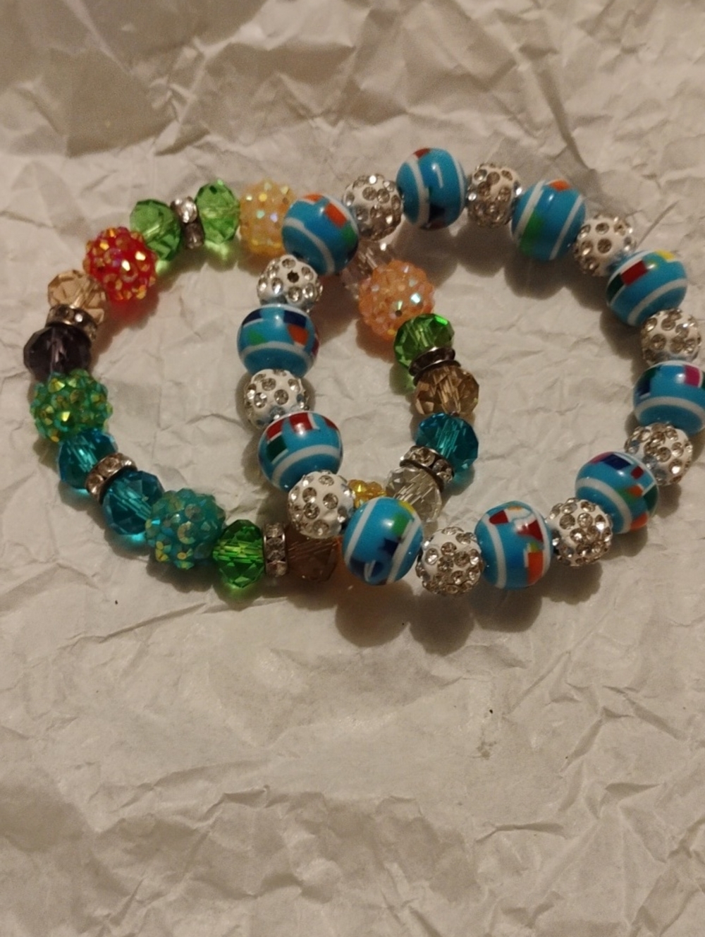 Colorful Beaded Stretch Bracelet Set - Blue & Multicolor